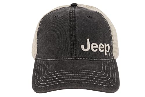 Jeep Garment Washed Trucker Hat - Black #TOP2