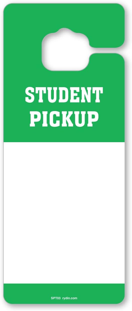 RYDIN 3.25W x 8H Student Pickup Safe Dismissal Thick Rearview Mirror Hang Tags (Pack of 50) – Vehicle Hang Tags – Car Hang Tags for Schools, Daycares, After School Programs and More (Blue)