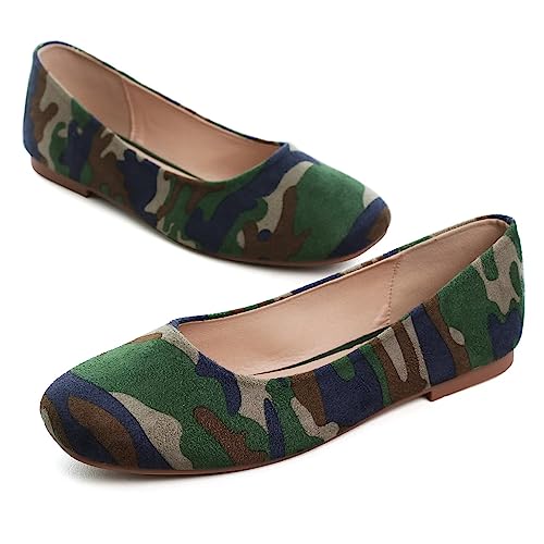 Hee grand Square Toe Ballet Flats for Women Rhinestones Chains Black Suede Dress Shoes Comfort Slip-On Loafers