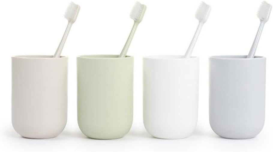 Solid Color mouthwash Cup, Simple Solid Color Toothbrush Cups, Toothbrush Holder 1 Piece, 10 oz (300 ml)(White)