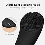 PRITECH Facial Cleansing Brush, Rechargeable Silicone Face Scrubber with Heat Massage End, Vibrating Exfoliator Scrubber for Deep Cleaning, Waterproof Face Brush for Women and Men (Black) - Image 4