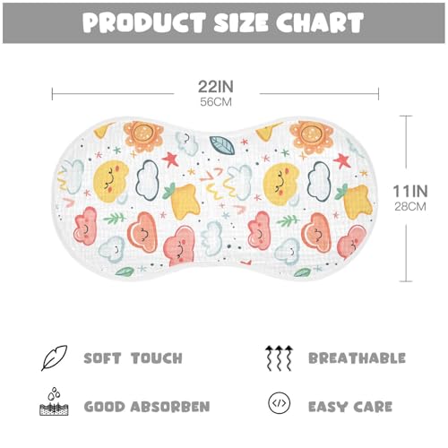 Cartoon Clouds Sun Stars Cute Cotton Burp Cloths Large Soft Touch spit up Cloth for Unisex boy and Girl Set of 2, 22x11in4