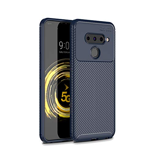 Cruzerlite Carbon Fiber Texture Case Designed for LG V50 Case Anti-Scratch Shock Absorption Compatible with LG V50 ThinQ Case (Carbon Blue)