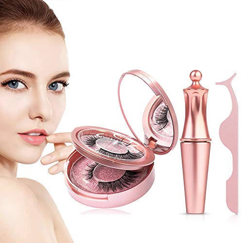 Magnetic Eyeliner, Lanccona Magnetic Eyelashes Lashliner Kit of Reusable Natural 3D False Lash(2 Pairs)