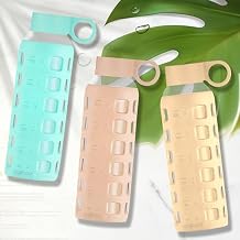 purifyou Glass Water Bottle Bundle with Time & Volume Markings This set features three reusable glass bottles in distinct colors Glow In Dark 12oz, Hazel Nut 12oz, and Pearled Ivory 12oz.