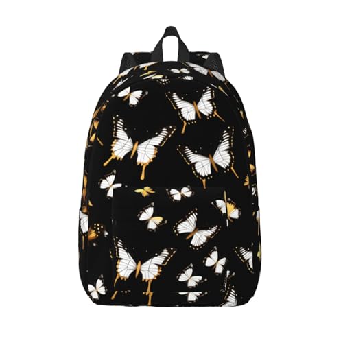 Bolsa de computadora EdWal con estampado sofisticado de mariposas blancas y doradas