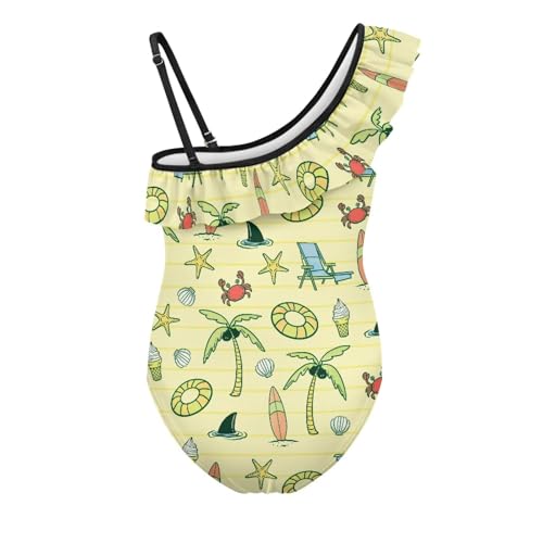 Image of Girls Swimsuit One Piece Ruffle Swimsuit Non-Slip Straps UPF 50+ for Girls Size 3-14 Years