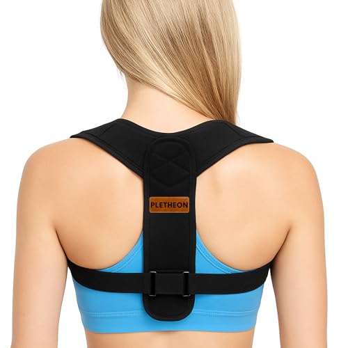 Image of PLETHEON Adult Shoulder Posture Corrector Belt | Clavicle & Upper Back Support Brace | Posture Alignment Support | Fit From 30 to 44 Inch Tummy