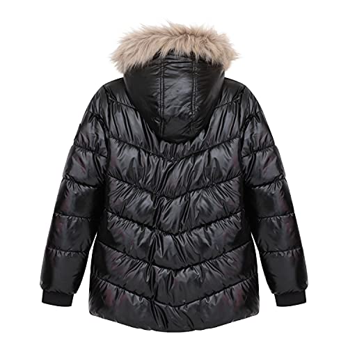 Image of Juicy Couture Girls Coat, Faux Fur Hooded Winter Jacket, Warm Padded Parka Hoodie, Kids Heavyweight Winter Coat