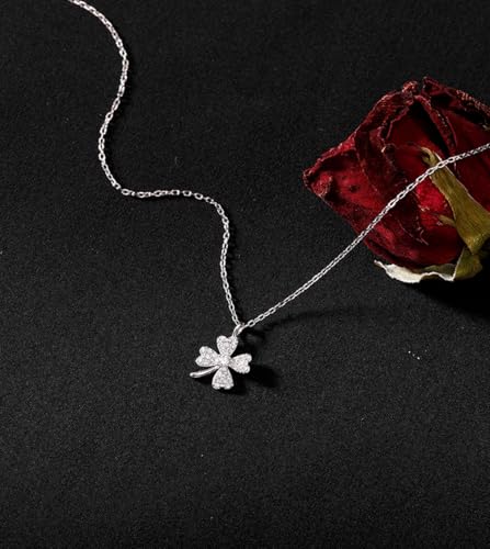 SLUYNZ 925 Sterling Silver CZ Clover Pendant Necklace for Women Teens Lucky Clover Pendant Necklace Choker3