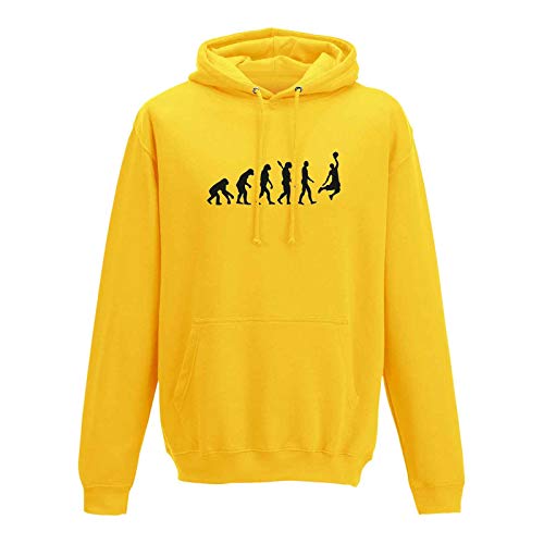 Hoodie Evolution Basketball Dunking Sport Jordan NBA 10 Farben Herren XS - 5XL DBB Alba Brose 46ers Olympia Bulls Celtics Spurs, Größe:XL, Farbe:gelb - Logo schwarz