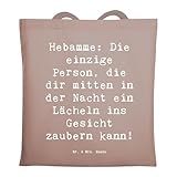 Mr. & Mrs. Panda Stoffbeutel Spruch Hebamme Lächeln - Geschenk, Tote Bag, Flexibilität, handgefertigte Geschenke, medizinische Betreuung, Geburtshilfe, Geburtsvorbereitung, Berufsalltag, Nachsorge