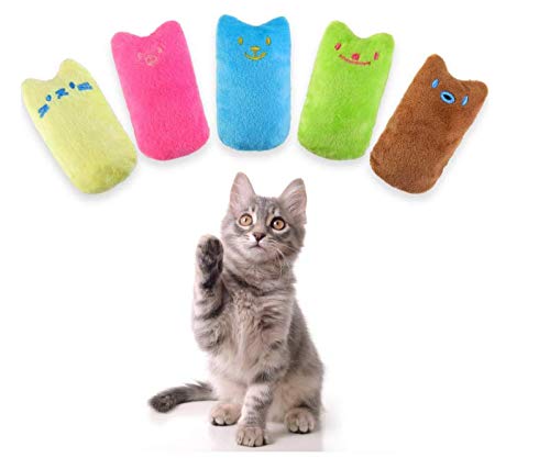 Huker 10PCS Juguete Catnip para Gatos, Juguete Interactivo Hierba Gatera, Cojín de Peluche con Hierba Gatera, Almohada Creativa Scratch, Pet Catnip Dientes Molienda y Masticar Toys (5 Colores)