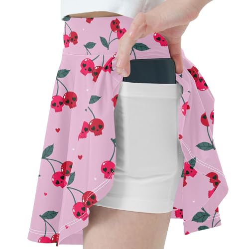 Girls Skorts High Waist Athletic Skirts with Shorts Skeleton Cherry Stretchy Teens Performance Tennis2