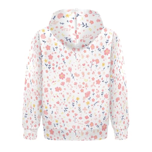 Pink Floral Plant Small Fresh Background Kids Boys Girls Sweatshirts Sweater Long Sleeve Hoodies Kangaroo Pocket2