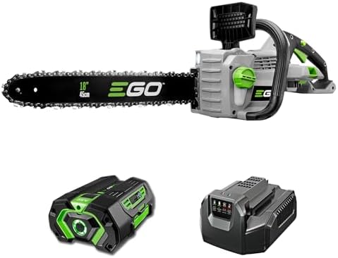 EGO POWER+ Chain Saw, 18” Battery Powered Chainsaw, Electric Cordless, Includes 56V 5.0Ah Battery and Charger – CS1804