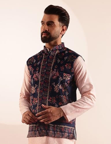 Image of SOJANYA (Since 1958 Men's Velvet Nehru Jacket With Paisley Print