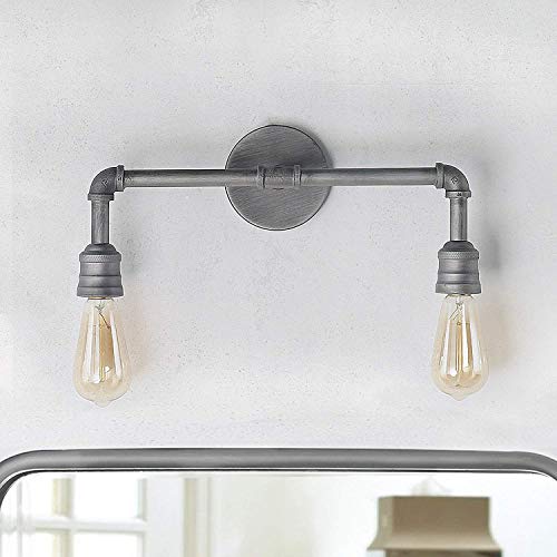 LNC A03373 Bathroom Light Fixtures, 2-Head Water Pipe Wall Sconce for Powder Dressing Room, Bedroom, Entryway