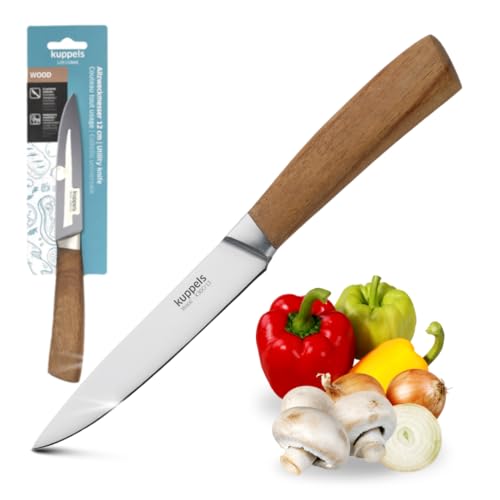 Kuppels Allzweckmesser WOOD | Klingenlänge 12 cm | scharfes Küchenmesser mit Akazienholzgriff | Klinge aus gehärtetem Edelstahl | Küchenmesser...