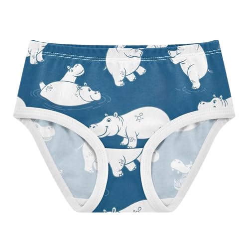 Funny Rhino Navy Toddler Girls Panties, Cotton Underwear for Girls, 2T–8 Years