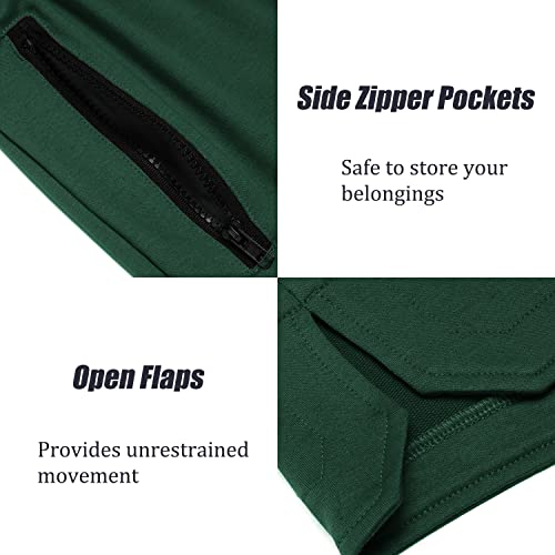 Coofandy Men's Gym Workout Shorts Athletic Training Shorts Fitted Weightlifting Bodybuilding Shorts With Zipper Pockets Dark Green #TOP4