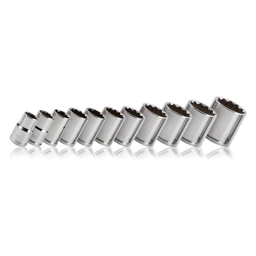 Powerbuilt 641719 1/2" Drive 12-Point SAE Socket Set, 11 Piece