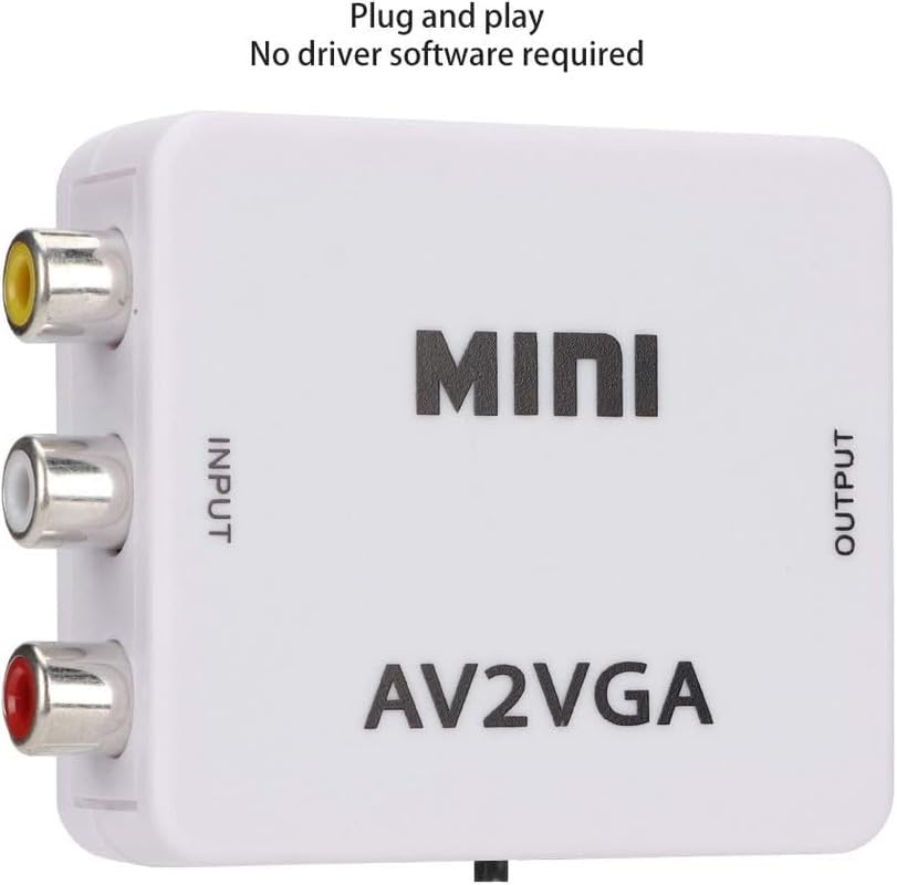Image of SANCY AV to VGA Video Converter, Composite AV to VGA Adapter, TV Set-Top Box Audio Video Converter (White)