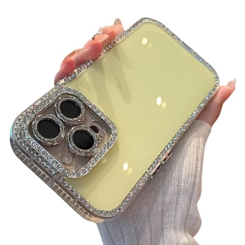 Defendcase New Double-Sided Diamond-Embedded Case per iPhone Solid Color Anti-Drop All-Inclusive Phone Case per Pro Max per 16Yellow