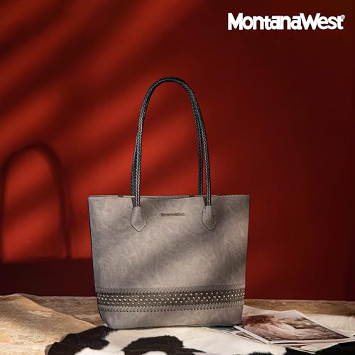 Image of Montana West Woven Tote Bags for Women Purses and Handbags with Back Zipper Pocket