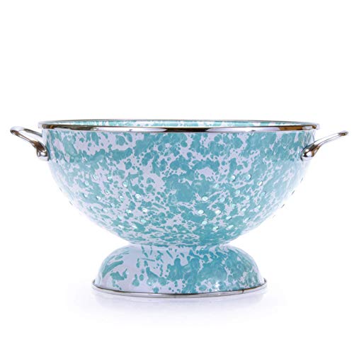 Golden Rabbit Enamelware - Sea Glass Pattern - 5Qt Larger Colander #TOP7