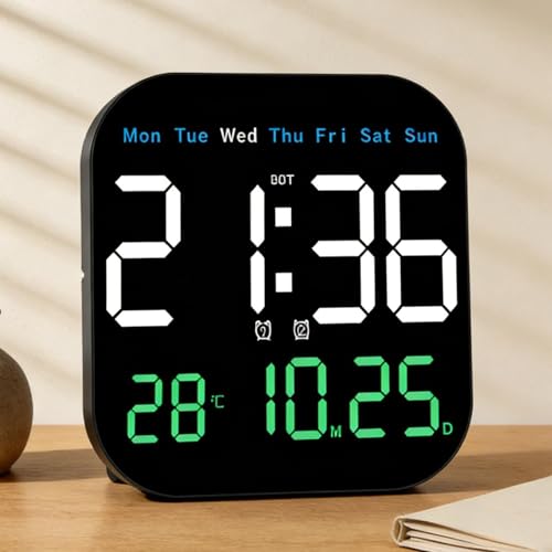 Horloge murale numérique pour la maison, alarme design à distance lisible