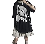 Women's T-Shirt Aesthetic Loose Women's T-Shirt Punk Dark Grunge Streetwear Ladies Gothic Top T-Shirt Harajuku Clothes(2XL) Black