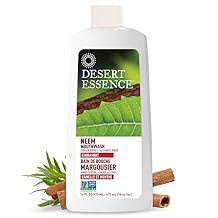 Desert Essence Alcohol-Free Mouthwash with Tea Tree Oil and Aloe, Sugar-Free, Oral Rinse to Fight Bad Breath & Dry Mouth, Vegan, Non-GMO, SLS-Free, Gluten-Free, Cinnamint Flavor, 16oz