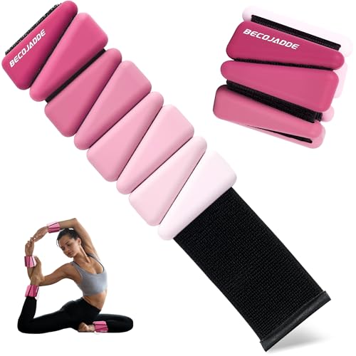 Image of BECOJADDE Ankle Weights for Women Wrist Weights Set of 2 (1 lb /2 lb Each) Adjustable Arm Leg Weight for Womens Men Suitable for Walking Swimming Running Pilates Yoga Gym