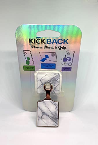 Kickback Universal Phone Stand Attachment - Rotatable Phone Kickstand & Grip Accessory (White Marble) #TOP4