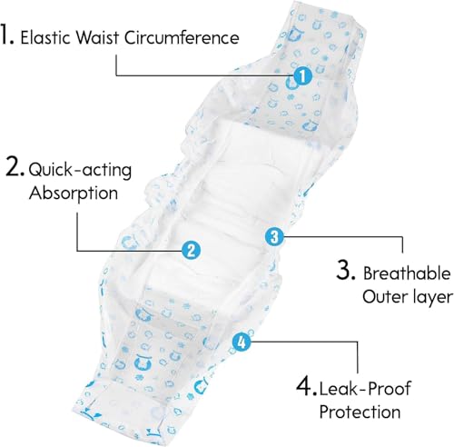 ScratchMe Einweg-Windel für Rüden, super saugfähig und auslaufsicher, erregbares Wasserlassen oder Inkontinenz, 40 Count, klein, weiß, M