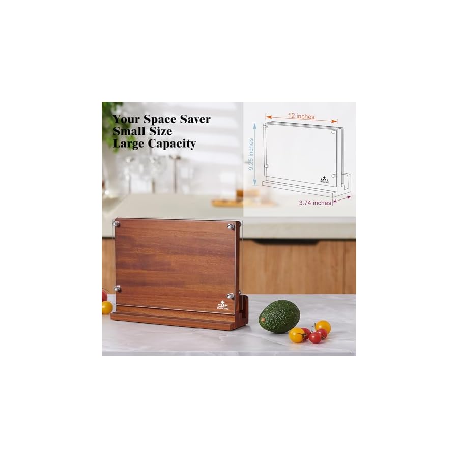 ENOKING-Magnetic-Knife-Block-with-Acrylic-Shield-12-x-9-Inches-Double-Side-Kitchen-Knife-Holder-without-Knives-Acacia-Wood-Universal-Knife-Storage-Organizer-with-Powerful-Magnet-for-Kitchen-Counter ENOKING Magnetic Knife Block with Acrylic Shield 12 x 9 Inches, Double Side Kitchen Knife Holder without Knives- Acacia Wood Universal Knife Storage Organizer with Powerful Magnet for Kitchen Counter