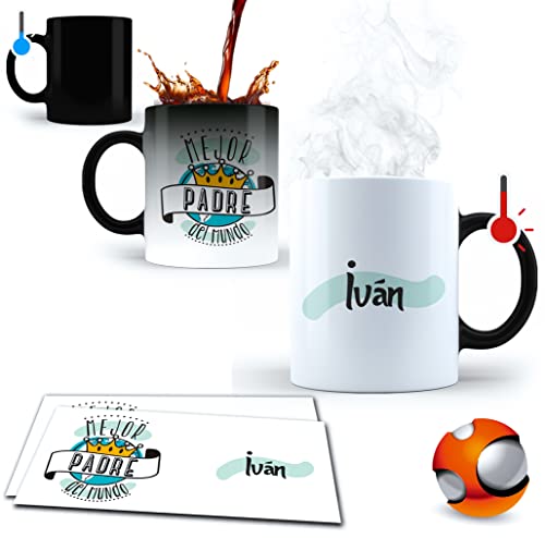 Consejos para Comprar dia del padre taza para comprar online. 47 Taza Mágica - Día del Padre | Personalizada con su nombre | Papá Regalo Original Cumpleaños (El mejor padre del mundo)