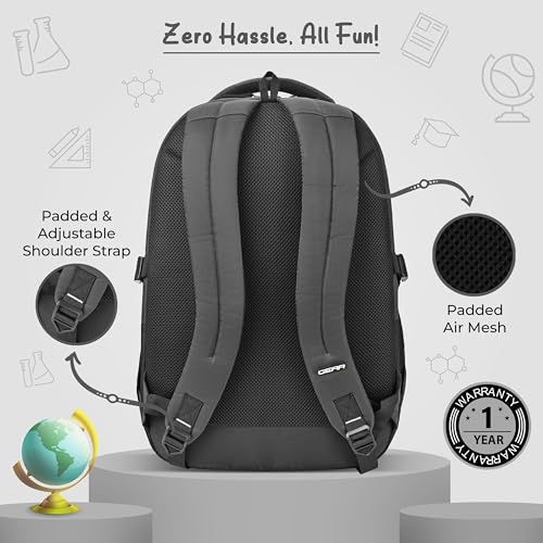 Image of Gear Inspired 19 inch /36L Large Water Resistant School Bag | Casual Backpack | Daypack | Travel Backpack | Kids Bag for Boys /Girls (Black - Black)