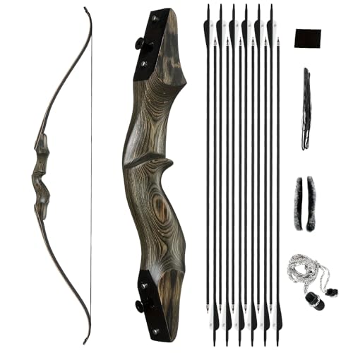 152 4 cm Bogenschießen Recurvebogen Takedown Bogen Jagd Bogen Set Erwachsene Ziel Praxis Wettkampf Survival Longbow Rechte Hand 13 6-22 7 kg mit 6 Fiberglas-Pfeilen (22 7 kg)