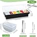 Gandeer 2 Ice Cooled Garnish Tray Deck Bar Garnish Caddy Condiment Containers with Lids and Removable Chilled Condiment Server with 6 Tongs and 6 Fruit Forks (6 Compartments)