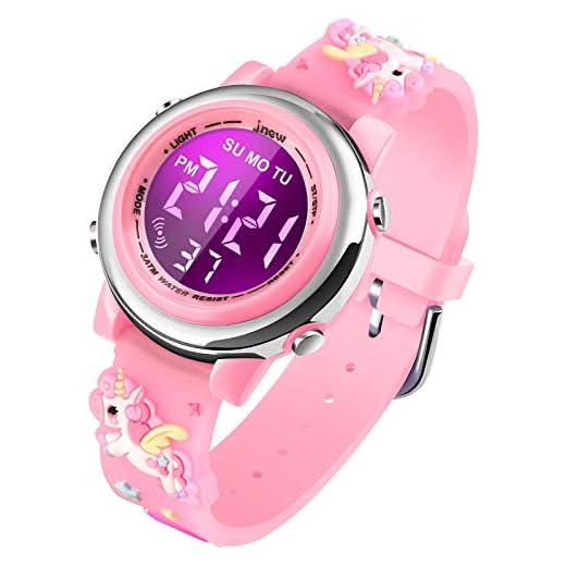 Girls Pink Unicorn Watch Ages 3-12, Digital Sports Waterproof 3D Cartoon Outdoor LED Electrical Watches for Kid Gifts with Luminous Alarm Stopwatch Toddler Wristwatch for 3-12 Year Old Little Child