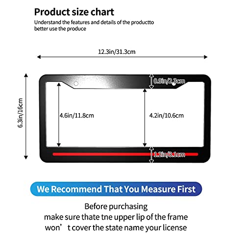Thin Red Line License Plate Frame 2Pcs Personalized Firefighter Metal Aluminum Car Cover Tag Holder Frames Screw Caps For Us Vehicles Standard Thin Red Line Firefighter License Plate Frame #TOP1