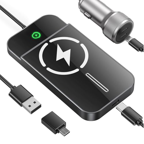 FREYSEED Wireless CarPlay Adapter with 15W Fast Wireless Charging – Wired to Wireless CarPlay Converter, 2025 Updated for iPhone & Android, Plug & Play, Ultra-Low Latency, 3X Fast Auto-Connect
