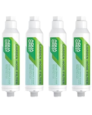 AQUA CREST Garden Hose Water Filter for Plants, Greatly Reduces Chlorine, Odor, Improve Plants Health, Ideal for Organic Gardening, Farming and Pets, Pack of 4