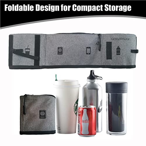 Luggage Travel Cup Holder, Portable Drink Caddy Bag Hold Two Coffee Mugs Free Your Hand for Drink Fits Roll on All Suitcase Handles Traveler Accessory Grey Purple for Men Women3