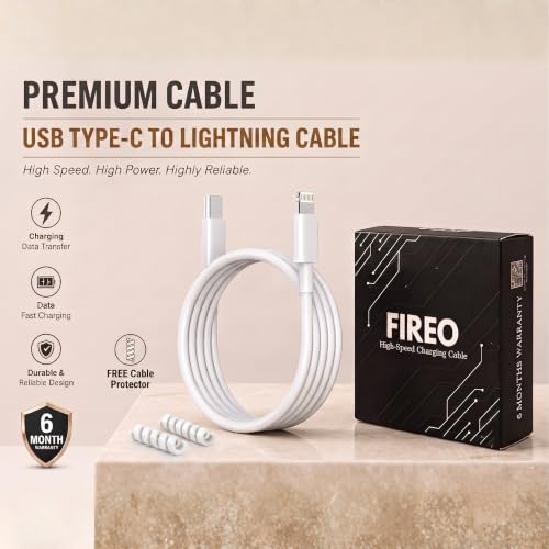 Image of USB Type C to Lightening Cable, MFi Certified, 27W Fast Charging & 480Mbps Data Sync, 1M White Charging Cable Compatible with iPhone 14 /13 /12 /11 /X /8 Series, iPad & AirPod (Free Cable Protector)
