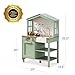 Best Choice Products Pretend Play Wooden Farmhouse Kitchen Set for Kids w/Toy Storage, Clicking Knobs, Windows, 5 Accessories Included - Sage