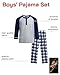 Quad Seven Boys Pajamas Set - 2 Piece Henley Sleep Shirt Lounge PJ Boys Pajama Pants for Kids Sleepwear (Sizes: 8-18), Size 12-14, Grey Plaid