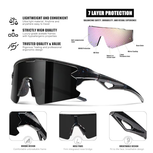 SQOQS Kids Sports Baseball Sunglasses UV400 Softball Sun Glasses Ages 3-14 - image 6